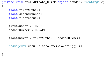 جمع کردن با متغیرهای شناور در سی شارپ